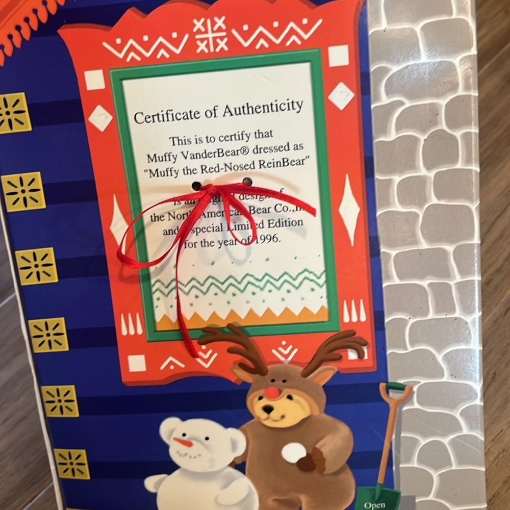 NIB Muffy the Red-Nosed Reindeerr Muffy Vanderbear Bear 1996 Limited Edition. - Picture 5 of 5